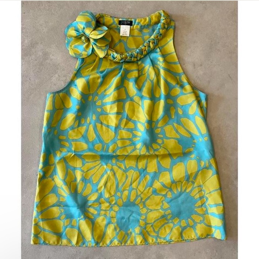 J.Crew Sleeveless Silk Colorful Blouse